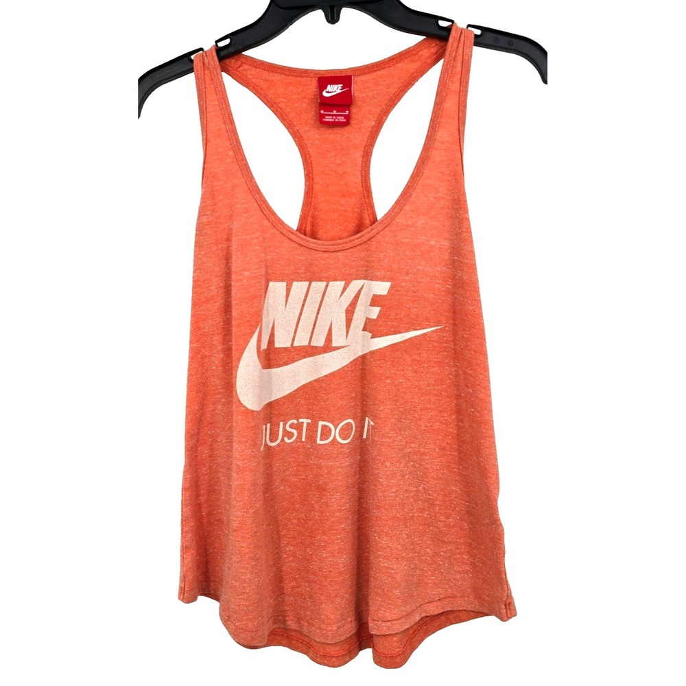 Vintage Nike Just Do It Tank Top Heathered Orange Medium Spellout Racerback